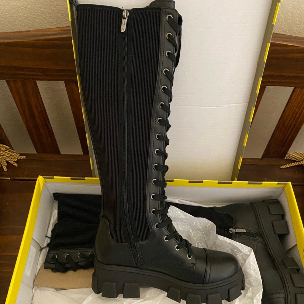 Circus by Sam Edelman black Dinah Knee-High Tall Combat Boots New in Box size 8